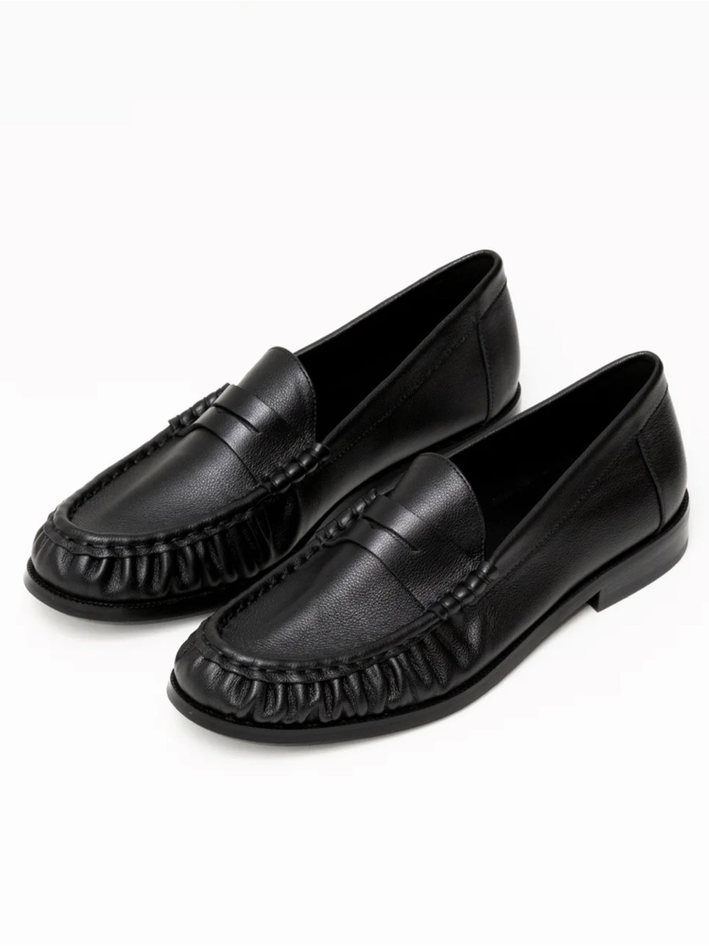 Shop Peche Hugh Matte Leather Black Penny Loafer